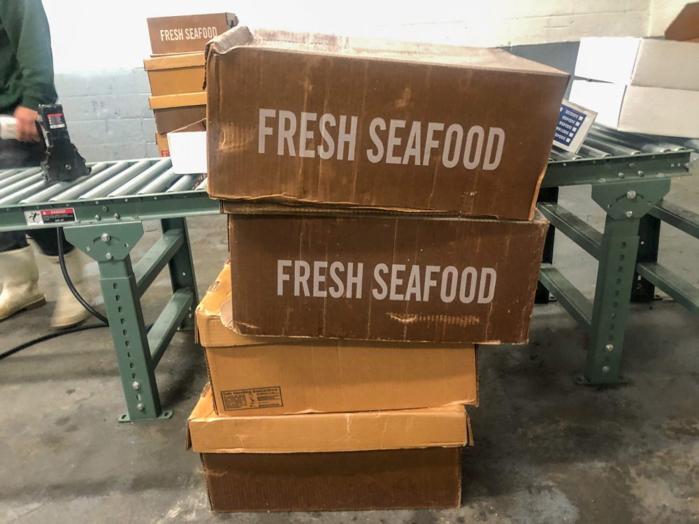 Boxes of seafood